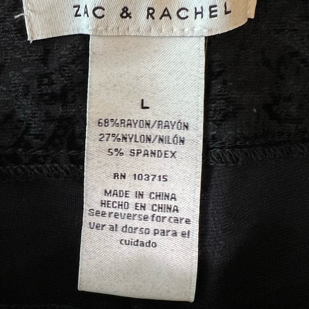 Zac & Rachel Black Velvet Paisley Romantic Cropped Pants Women's Size Large - Picture 5 of 16